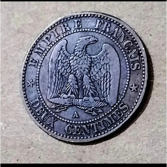 Rare 1853 A Paris, France MINTED 2 Centimes Coin, with Napoleon III, Fine Detail - Picture 2 of 4